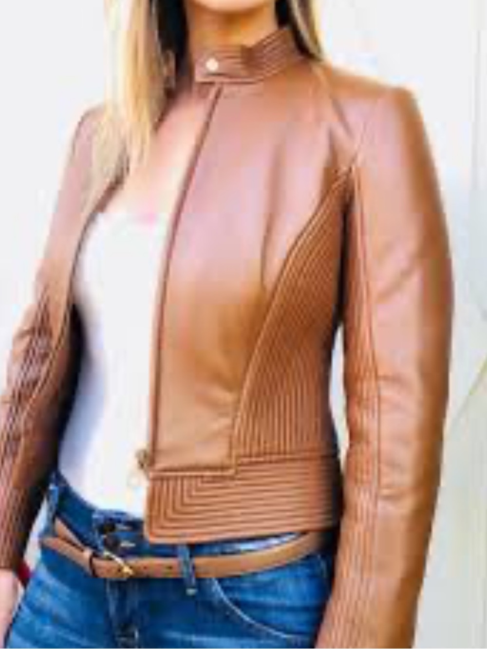 Tory Burch Calista Brown Leather Riding Jacket Women’s Size 4